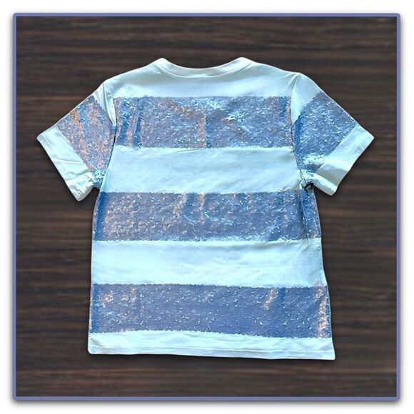 NWT Cynthia Rowley Striped Sequin Tee in Blue Combo - Picture 8 of 15